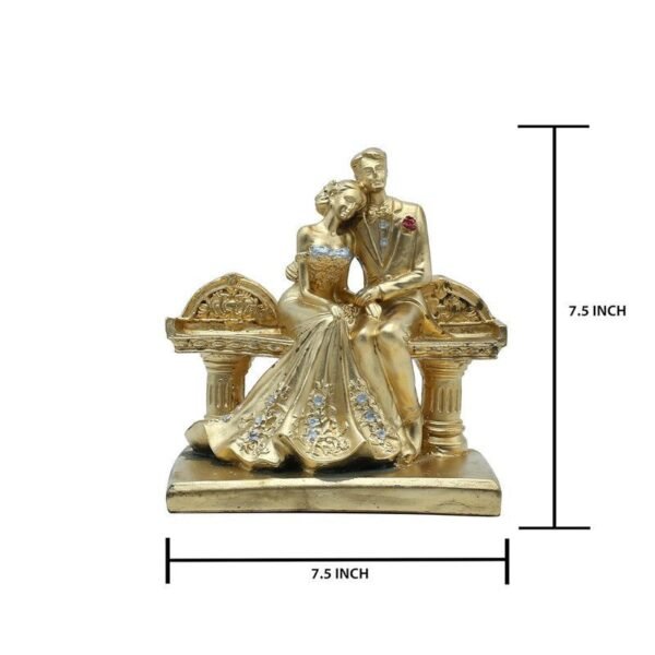 Luxurious Golden Couple Bench Statue - Ideal for Living Room or Office Decoration