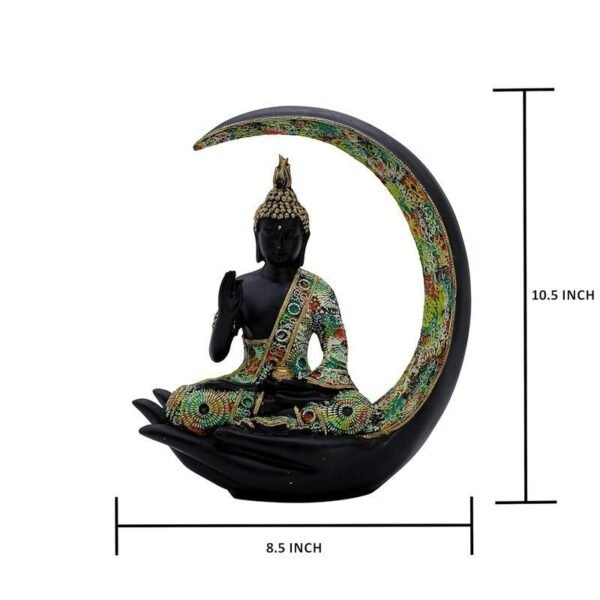 2-7-1.jpg Resin Buddha Hand Statue Black & Gold Abhaya Mudra Sculpture with Seated Buddha, Zen Home decor, Meditation Accent & Spiritual Gift