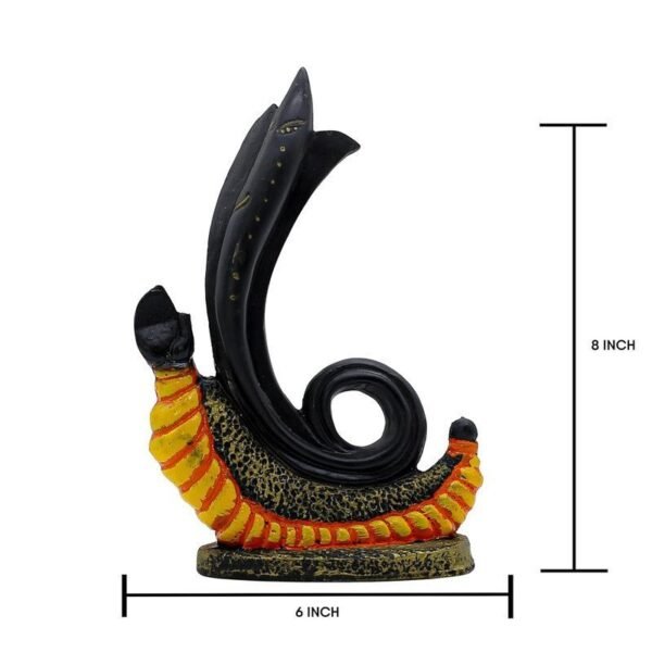 2-7-2.jpg Abstract Shivling Design with Trishul & Snake | Black & Orange Polyresin Shiva Idol for Home Temple, Office Desk, Meditation Corner & Gift | Decorative Mahadev Statue 6 Inch
