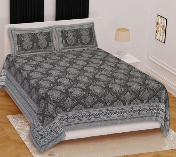 21-1000x1000-2.jpg Jaipuri Printed Cotton Double Bedsheet with 2 Pillow Covers ? 100% Pure Cotton, Traditional Rajasthani Design, Soft & Breathable Bed Linen