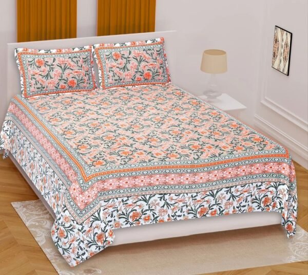 Jaipuri Printed Cotton King Size Double Bedsheet ? Soft, Breathable, Durable, Handcrafted Indian Bedding