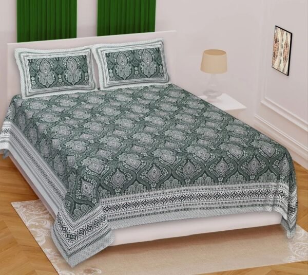 23-1000x1000-2.jpg Jaipuri Printed Cotton Double Bedsheet with 2 Pillow Covers ? 100% Pure Cotton, Traditional Rajasthani Design, Soft & Breathable Bed Linen