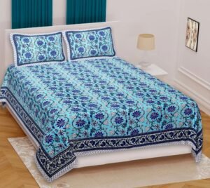 Jaipuri Printed Cotton King Size Double Bedsheet ? Soft, Breathable, Durable, Indian Handcrafted Bedding for Comfortable Sleep