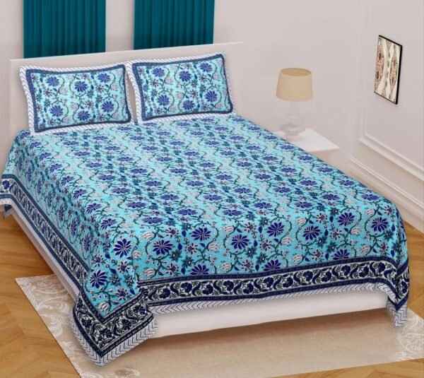 Jaipuri Printed Cotton King Size Double Bedsheet ? Soft, Breathable, Durable, Indian Handcrafted Bedding for Comfortable Sleep