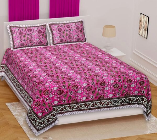 Jaipuri Printed Cotton King Size Double Bedsheet ? Soft, Breathable, Durable, Indian Handcrafted Bedding for Comfortable Sleep
