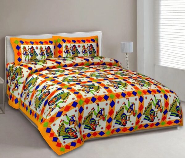 26-1000x1000-1.jpg Premium Jaipuri King Size Cotton Bed Sheet Set with 2 Pillow Covers | Ethnic Rajasthani Jaipuri Print | Soft & Durable Home Bedding