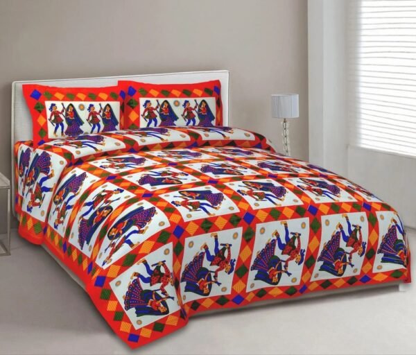 27-1000x1000-1.jpg Premium Jaipuri King Size Cotton Bed Sheet Set with 2 Pillow Covers | Ethnic Rajasthani Jaipuri Print | Soft & Durable Home Bedding