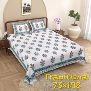 28-01-3-1000x1000-1.jpg Hand Block Print King Size Cotton Bed Sheet ? Traditional Indian Design, Soft & Durable Bedding
