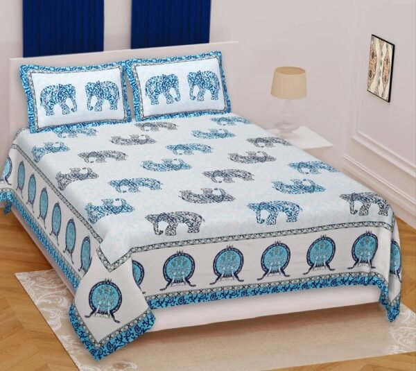 Premium Cotton Double Bed Sheet Set ? Hand?Printed Rajasthani Block Print ? Soft, Breathable & Durable Bedsheet with 2 Matching Pillow Covers