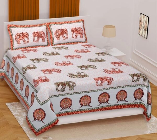 Premium Cotton Double Bed Sheet Set ? Hand?Printed Rajasthani Block Print ? Soft, Breathable & Durable Bedsheet with 2 Matching Pillow Covers
