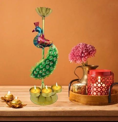 Decorative Metal Peacock Candle Holder | Handcrafted Tealight Holder for Home & Festive Decoration