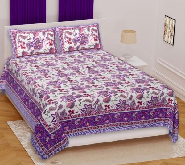 Premium Jaipuri King Size Cotton Bedsheet ? Soft, Durable & Handcrafted Rajasthani Print ? Double Bed Sheet for Elegant Bedroom D?cor