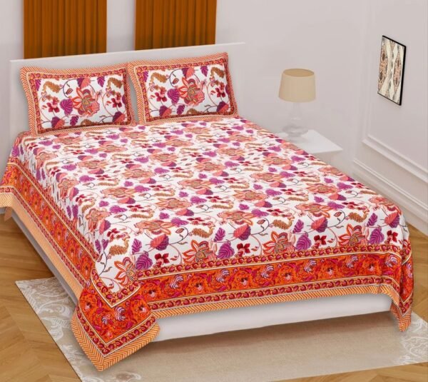 Premium Jaipuri King Size Cotton Bedsheet ? Soft, Durable & Handcrafted Rajasthani Print ? Double Bed Sheet for Elegant Bedroom D?cor