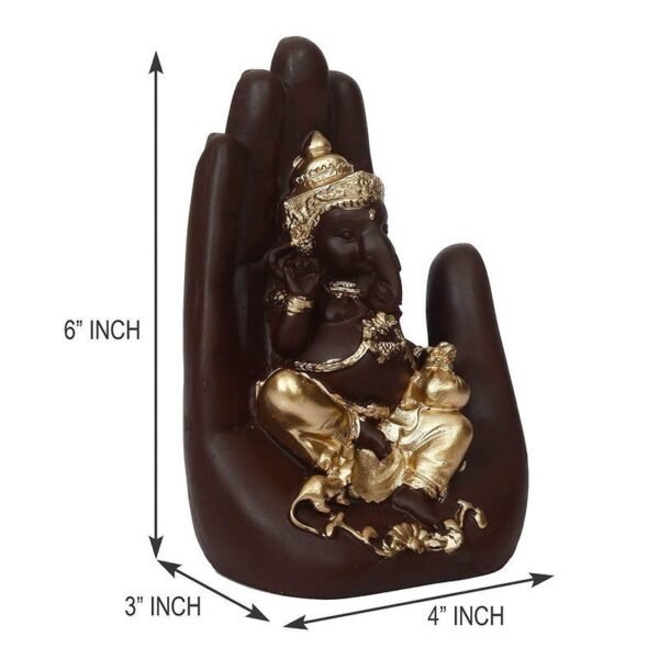 3-1-2.jpg Elegant Lord Ganesha Idol in Hand Design | Black & Gold Polyresin Ganpati Statue for Home, Office & Car Dashboard Decor 6 Inch