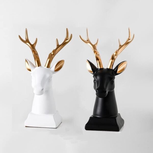 Modern Resin Deer Bust Sculpture with Gold Antlers - Contemporary Animal Decor for Home & Office