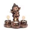 Copper Ganesh Idol with Tealight Candle Holder - Traditional Indian Decorative Item for Home & Office