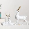 3-11.jpg Elegant White & Gold Deer Figurine Set - Modern Resin Antler Sculptures for Home Decor