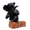Black Lord Ganesha Idol in Dancing Pose Polyresin Ganpati Statue with Orange Dhoti for Home Temple Decor, 6 Inch