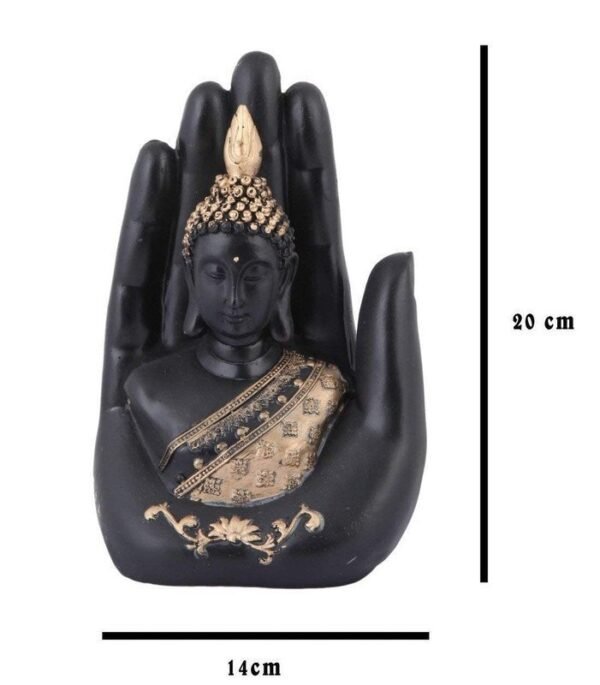 3-12-1.jpg Handcrafted Lord Meditating Hand Palm Buddha Idol Statue Showpieces for Living Room,Bedroom,Gift,Home Decor,Table Decorations (Black Palm Buddha)