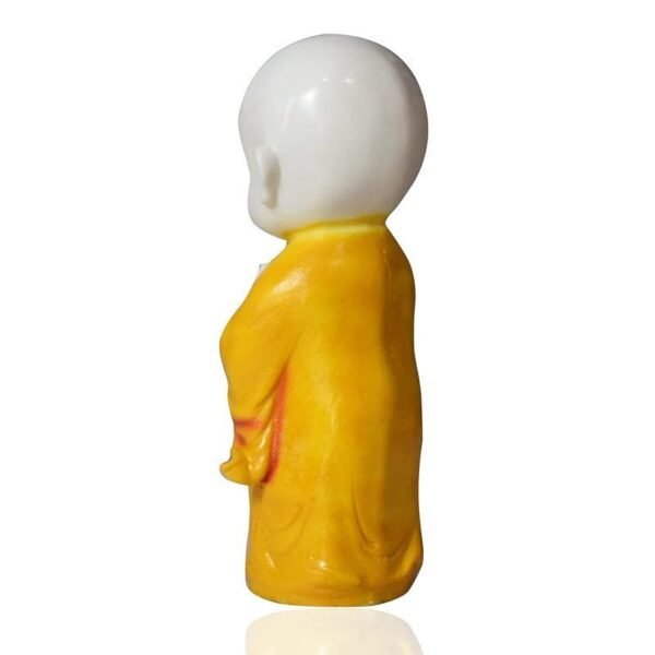 Meditating Buddha Monk Statue Decorative Baby Monk Doll Showpiece for Home Decor and Office (10 x 10 x 25 Centimeters) (Yellow)