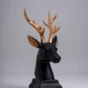 3-14.jpg Elegant Black Deer Head with Gold Antlers - Contemporary Wall Hanging Sculpture