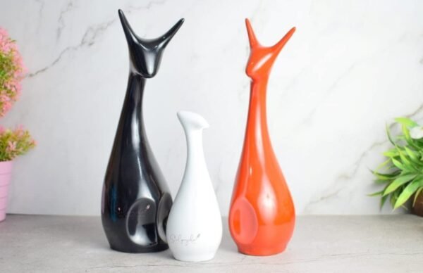 3-15.jpg Stylish Abstract Cat Sculpture Trio - Modern Ceramic Art Decor for Living Room & Office