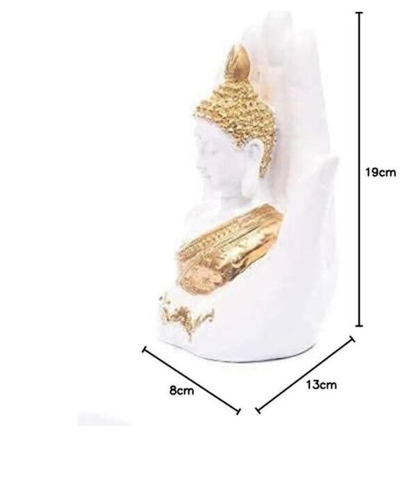 3-16-1.jpg Polyresin Hand Palm Buddha Idol Showpieces for Living Room,Gift Items for Diwali,Decoration Item for Home decor,Table Decorations(White Buddha)