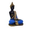 Thai Buddha Statue with Crystal Accents, Black and Blue, 7.5 x 6 inch, Meditation Decor