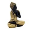 Polyresin Buddha Statue for Shelf Decor, Black and Gold, 16.5 cm x 12.7 cm