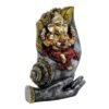 3-19-2.jpg Ganesha Sitting on Conch Shell Statue - Black and Red - Metal/Stone - Home/Office Decor - Auspicious Gift