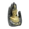 3-2-1.jpg Abhaya Mudra Resin Statue, Fearless Protection Decor for Living Room, Meditation Space & Altar, Black & Gold Buddha Hand Ornament