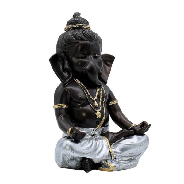 3-2-2.jpg Lord Ganesha Idol for Home Decor | Black & Silver Meditating Ganpati Statue | Polyresin Ganesh Murti for Pooja Room, Office, Car Dashboard & Gift 6 Inch