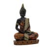 Samadhi Buddha Decorative Buddha Statue, Black and Orange with Jewelled Robe, 7.5 inch Height