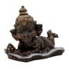 Ganesha on Conch Shell Statue - Metal Gold Accents Decorative Figurine for Pooja Room & Meditation