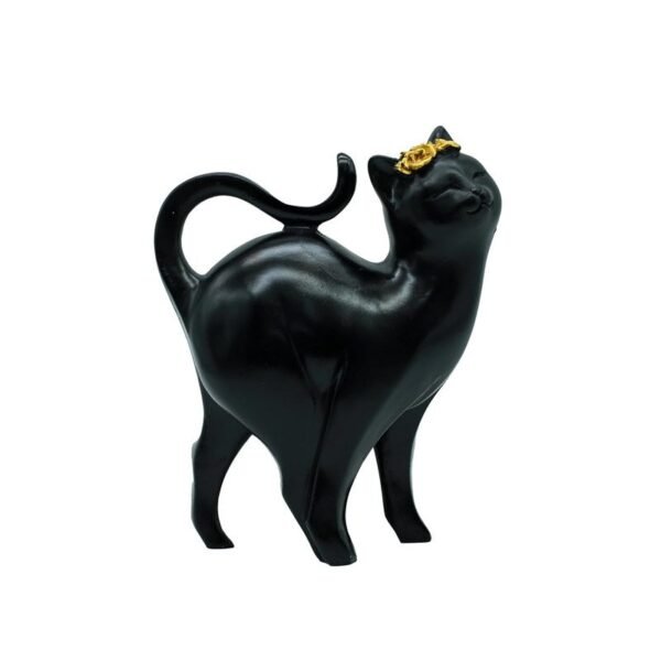 Elegant Black Cat Statue with Golden Accent - Modern Home Decor Inspiration