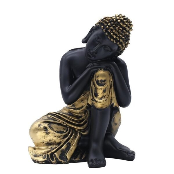 Resting Buddha Statue for Home Decor, Black and Gold, 21.6 cm x 16.5 cm, Resting Pose