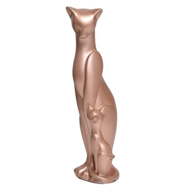 Rose Gold Cat Statue - Elegant Mother and Kitten Sculpture for Home Decor