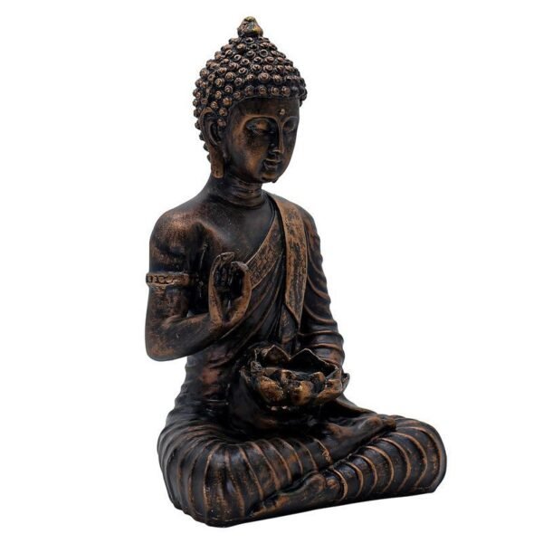 3-26-1.jpg Meditation Buddha Statue with Lotus Bowl for Office Decor, Bronze Antique Finish, 24.1 x 16.5 cm