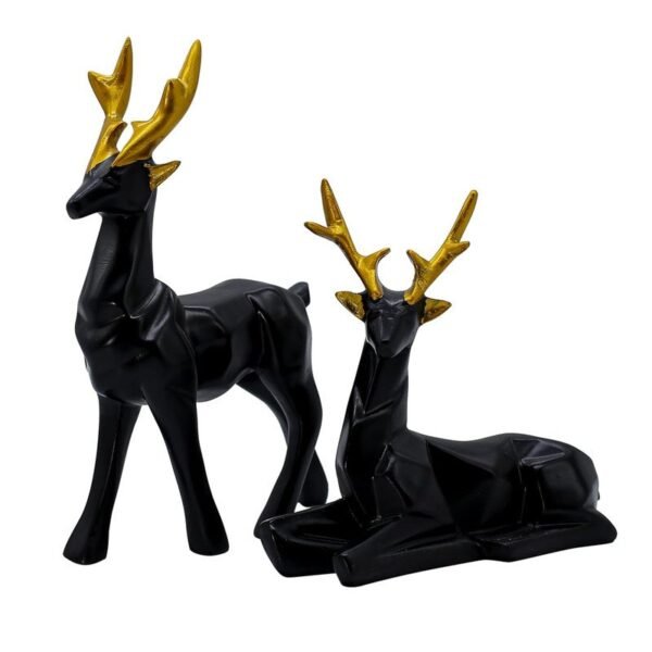 3-27.jpg Elegant Black Deer Statues with Golden Antlers - Perfect Home Decor for Modern Living Spaces
