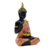 Decorative Buddha Statue with Lotus for Home Decor, Black and Orange Mosaic Design, 26.7 cm x 17.8 cm