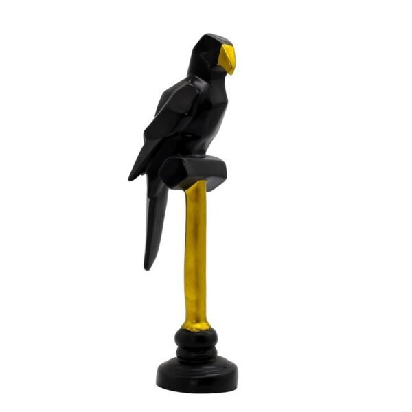 Elegant Black Parrot Sculpture with Gold Accents - Unique Home Decor Piece