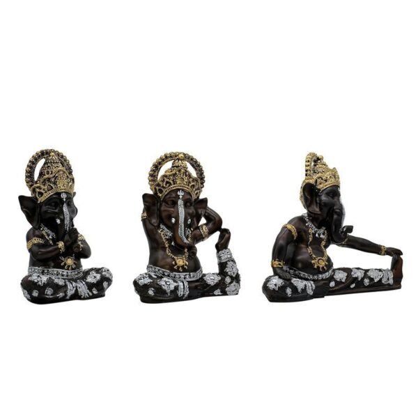 3-3-2.jpg Set of 3 Lord Ganesha Idols for Home Decor | Black Polyresin Ganpati Statue with Gold & Silver Detailing | Decorative Murti for Pooja Room, Office, Gift & Festive Decor