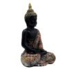 3-30-1.jpg Meditating Sitting Buddha Statue Showpiece Idol Home Decor Items with Gold Crown and Carved Robe, Black and Orange, 28 cm x 15 cm