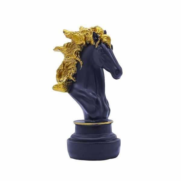 Black and Gold Horse Head Statue Luxurious Decor for Home Office