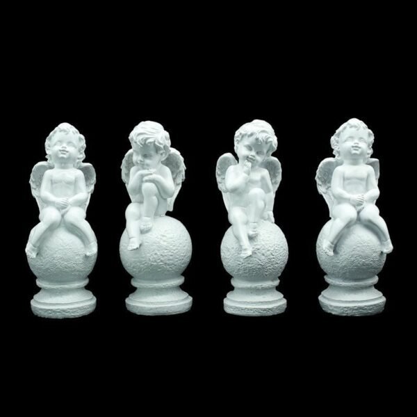 3-32-1.jpg White Angel Figurine Set of 4, Decorative Garden Statues, 8 Inch Height, 3-3.5 Inch Width