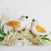 3-32.jpg Adorable Bird Figurines on Branch - White and Gold Decorative Statue for Home and Garden