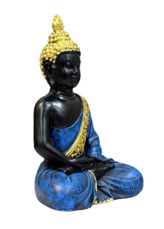 Polyresin Meditating Buddha Statue for Home Decor Big Size Large Living Room Office Desk Table 11 Inch-Blue