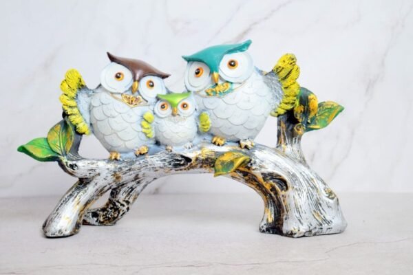 3-35.jpg Handcrafted Owl Family Statue - Unique Home Decor Piece for Nature Lovers