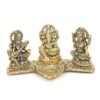 3-36-2.jpg Brass Lakshmi-Ganesha-Saraswati Diya Holder on Leaf Plate Gold-Tone Hindu Trio Statues with Oil Lamp for Puja Room, Temple & Home Decor, Diwali & Wedding Gift