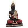 Elegant Resin Seated Buddha Statue, Black & Red with Gold Accents, Meditating Zen Figurine for Home Decor, Yoga, Altar & Feng Shui Gift